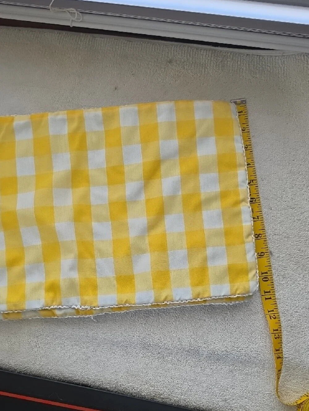 Set Of 6 Reversible Yellow and White, Blue And White Gingham Quilted Placemats